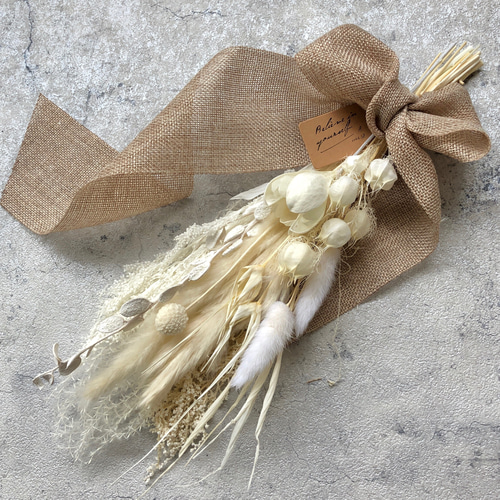 Sold】ホワイトスワッグ 造花 リボン レース Sold】ホワイトスワッグ