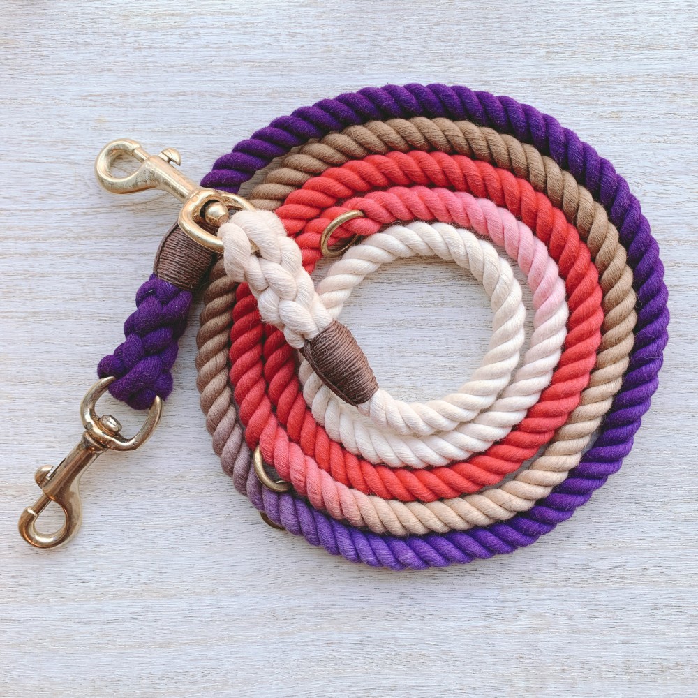 LoveDeluxe210/L ロングリード 紫赤グラデーション 中型犬-大型犬用/レトリバー種等 犬のリード