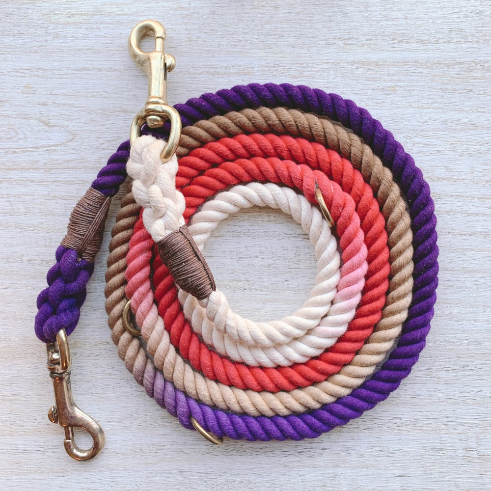 LoveDeluxe210/M ロングリード 紫赤グラデーション 小型犬-中型犬用/チワワ、トイプードル等 犬のリード