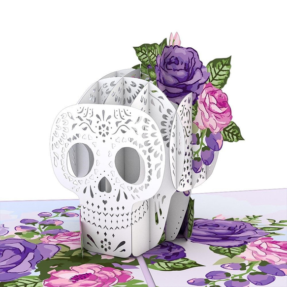 ポップアップグリーティングカード　Floral Skull 1枚目の画像