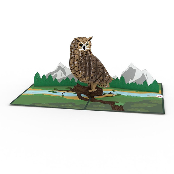 ポップアップグリーティングカード　Horned Owl 2枚目の画像