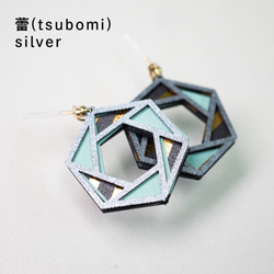 金箔/紙耳環“花蕾（tsubomi）”銀 第1張的照片