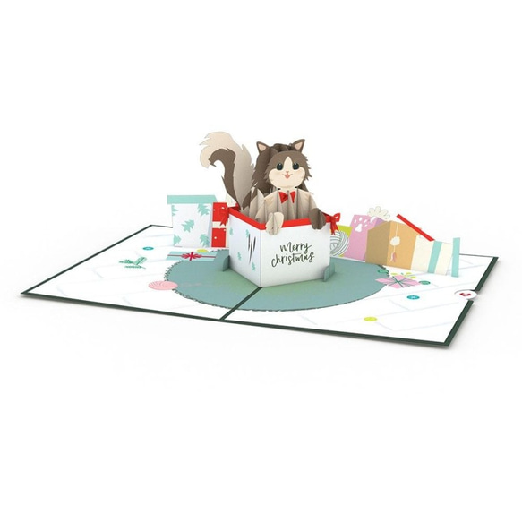 ポップアップグリーティングカード　Christmas Cat 2枚目の画像