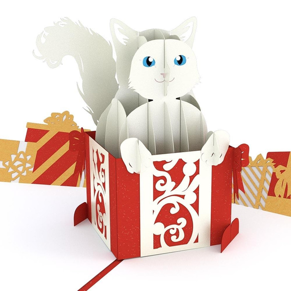 ポップアップグリーティングカード　Christmas Cat Classic 1枚目の画像