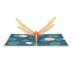 ポップアップグリーティングカード　Dragonfly on Water Lily 4枚目の画像