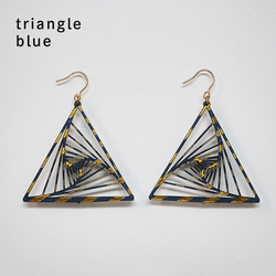 金箔/紙の耳飾り『triangle』blue 1枚目の画像