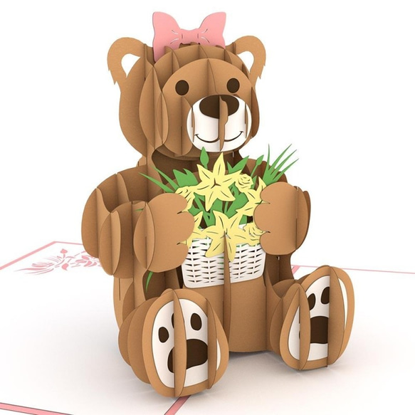 ポップアップグリーティングカード　Flower Bear 1枚目の画像
