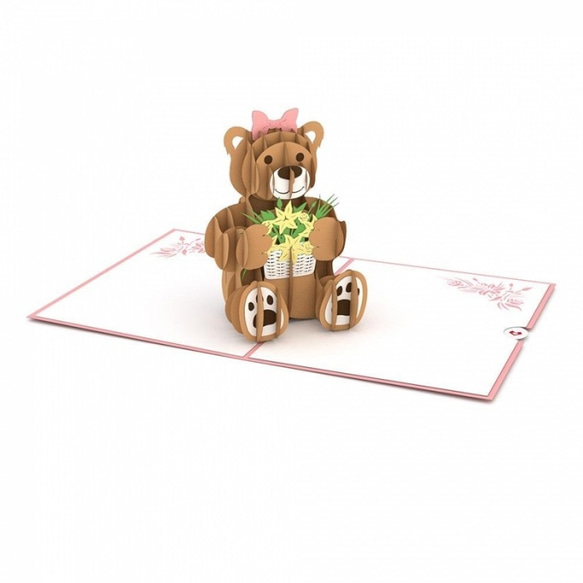ポップアップグリーティングカード　Flower Bear 3枚目の画像