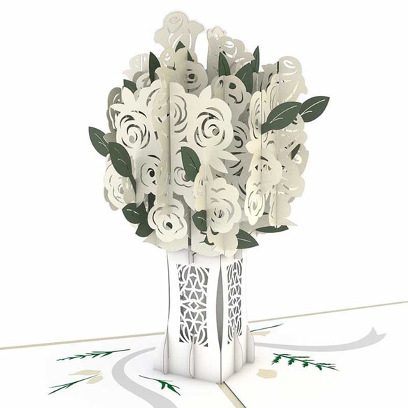 ポップアップグリーティングカード　Rose Bouquet White 1枚目の画像