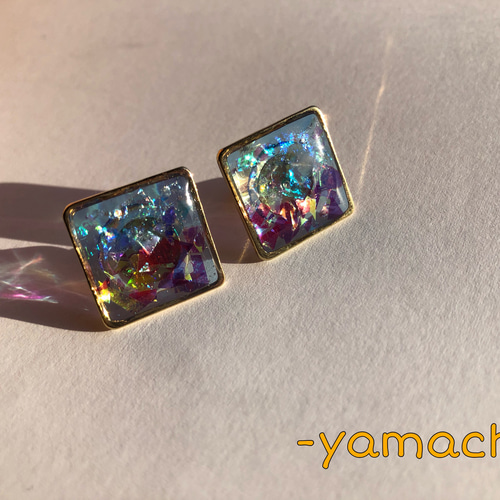 青山葵/レジンピアス20点 爽やかガラスのようなレジンピアス asymmetry チタン | kanameTORi