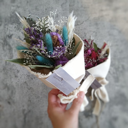 SDGz作品【遠州織物帆布】くすみカラードライフラワー×帆布ブーケ 送別会　プレゼント　花束　卒業祝　退職祝い　誕生日 6枚目の画像