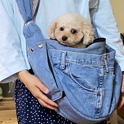 ペットスリング デニムリュック 犬用 猫用 小型犬用 おもちゃ