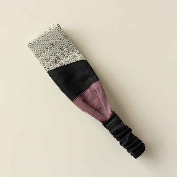 拼布修身發帶（紫色和灰色和黑色） 第5張的照片