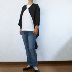 細亞麻布，Kashio風格的罩衫（炭灰色） 第4張的照片