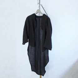細亞麻布，Kashio風格的罩衫（炭灰色） 第7張的照片