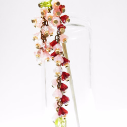 咲き誇る花のかんざし・赤・ピンク系 2枚目の画像