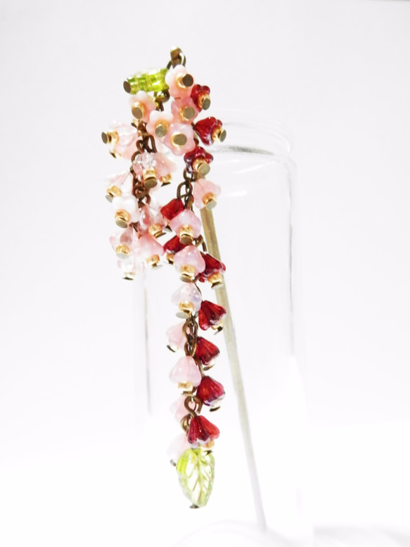 咲き誇る花のかんざし・赤・ピンク系 2枚目の画像