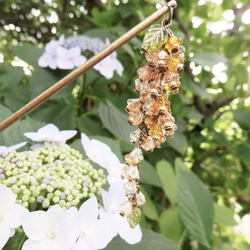 咲き誇る花のかんざし・黄色・クリアー系 3枚目の画像