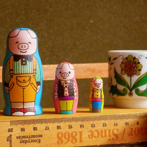 希少品　アルベロベロ ブタさんマトリョーシカ　インテリア小物 フィーライン ファイブ マトリョーシカ(オーナメント・オブジェ