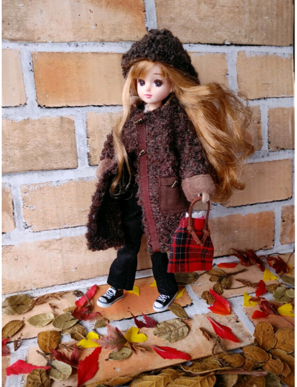 リカちゃん洋服 ショコラブラウンのプードルファーコート その他人形