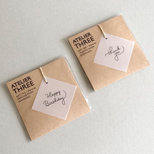 ギフトタグ/Happy Birthday/トレーシングペーパー/ ダイヤ型 / 20枚入