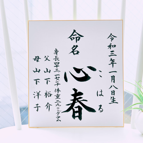 カラフル命名書 (楷書体かほんのり行書体)（楽天市場】命名書
