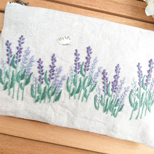 creema限定『春の福袋2021』ラベンダー刺繍のポーチとラベンダーサシェ