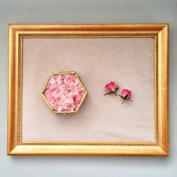 【名入れ】ガラスケース（六角Ｌ）　リングピロー・プレゼントに 5枚目の画像