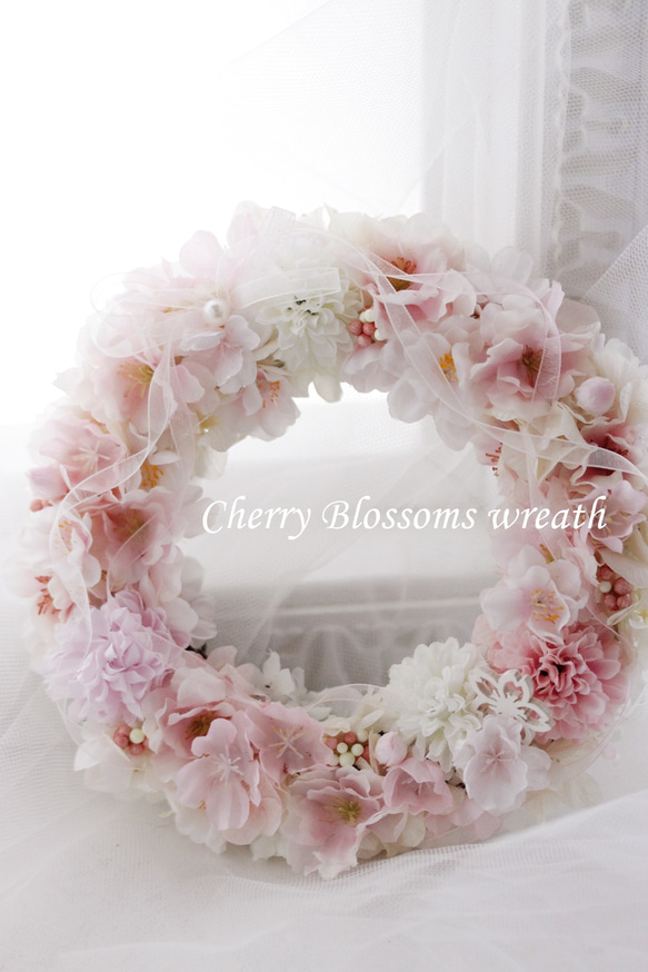 ふんわり優しい桜のリース☆春の予感～アーティフィシャルフラワー 1枚目の画像