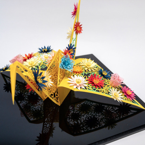 立体切り絵・鶴の花束〜ガーベラ〜 切り絵 濱直史 通販 8335292