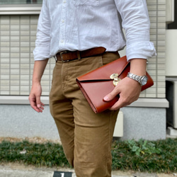 ブライドルレザーのスモールクラッチバッグ 裏地ありタイプ クラッチ