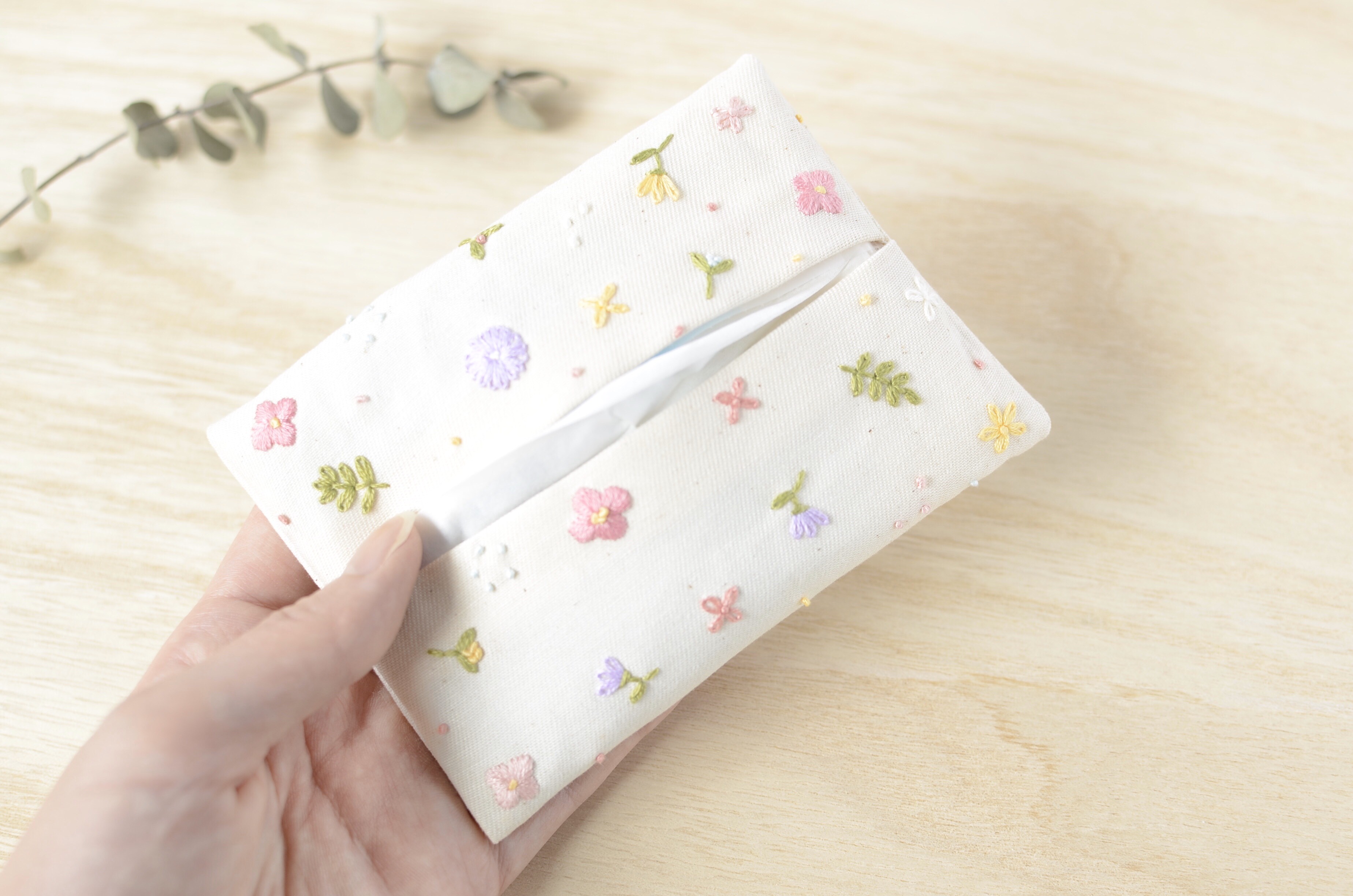 ✳︎✳︎専用✳︎✳︎ポケット付きティッシュケース　花柄コーデュロイ✳︎母made品✳︎