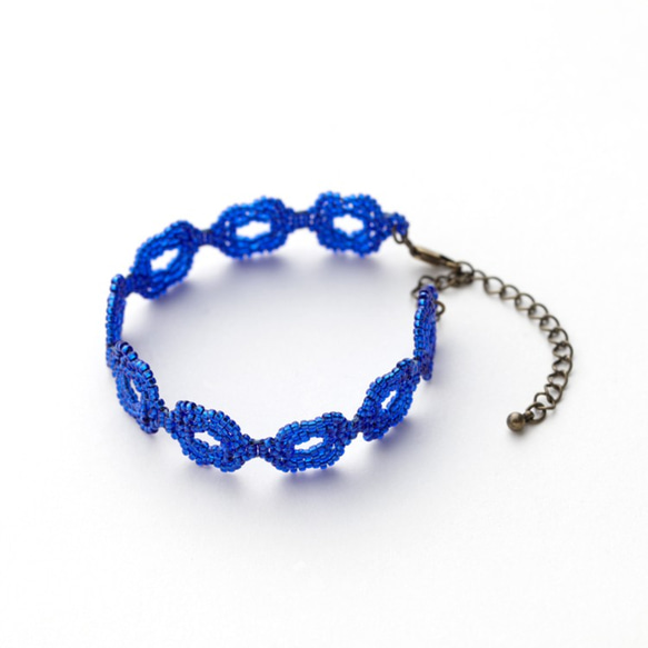 珠飾蕾絲手鍊（2種藍色） 第1張的照片