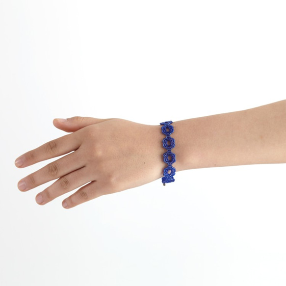 珠飾蕾絲手鍊（2種藍色） 第3張的照片