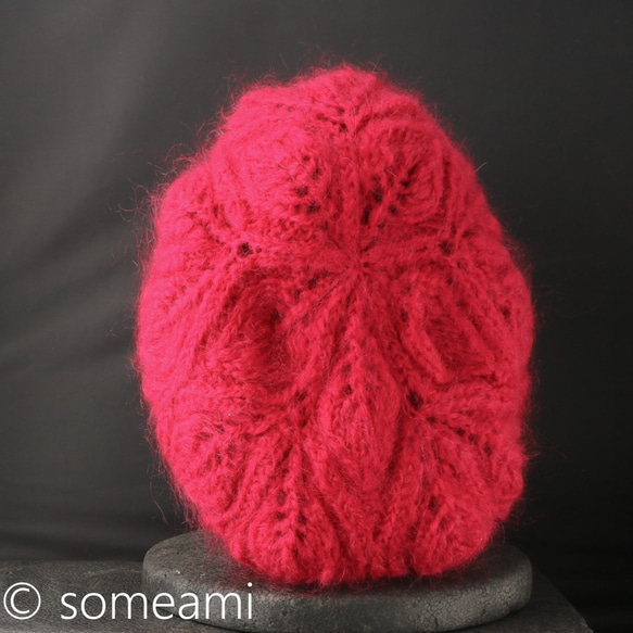 手編み　毛糸のベレー帽 3枚目の画像