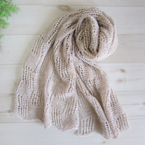 編み図】リネン透かし模様ストール「夏風」 編み図・パターン mimosa