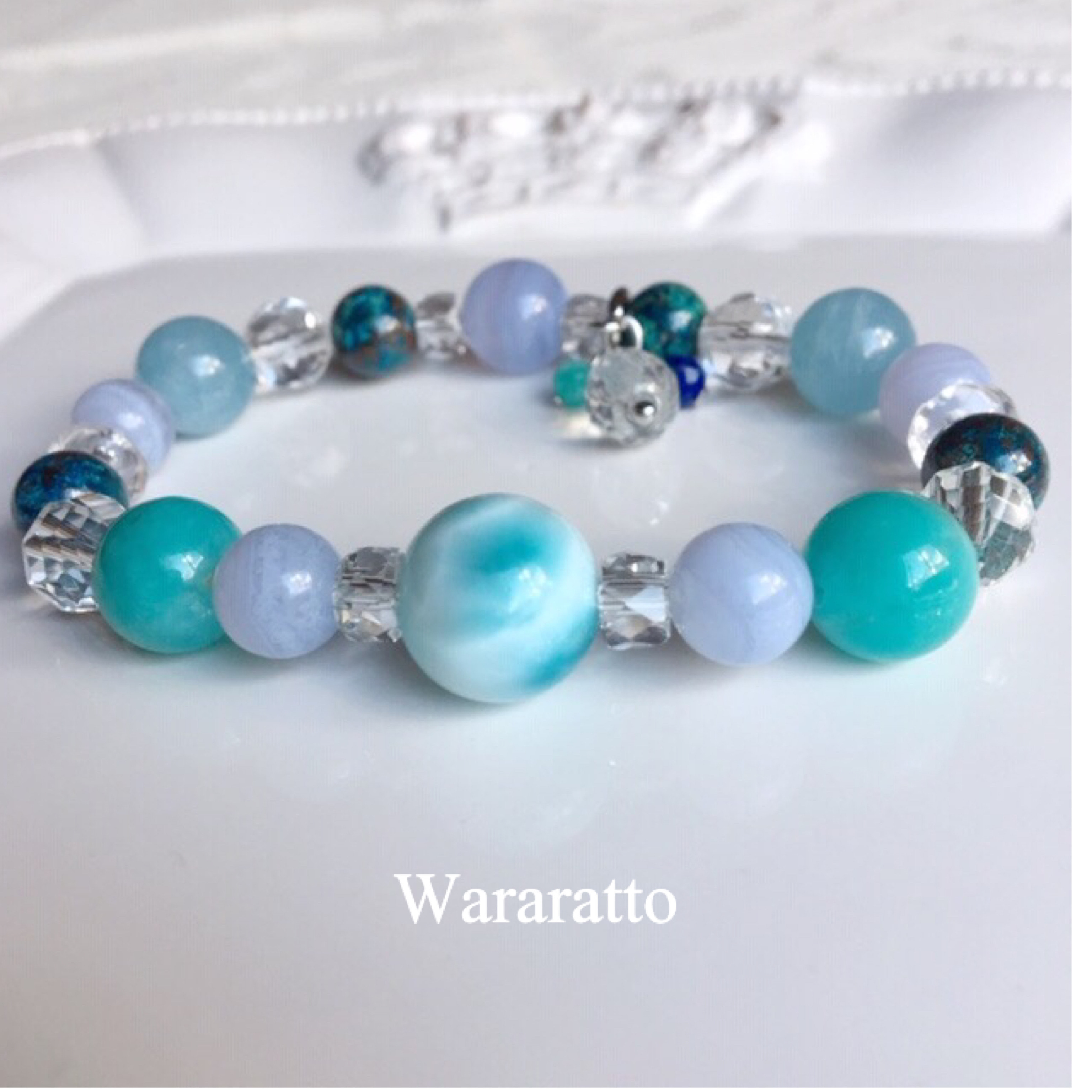 ☆大粒12mm ラリマー｜アマゾナイト｜アクアマリン｜クリソコラ｜ブレスレット｜天然石