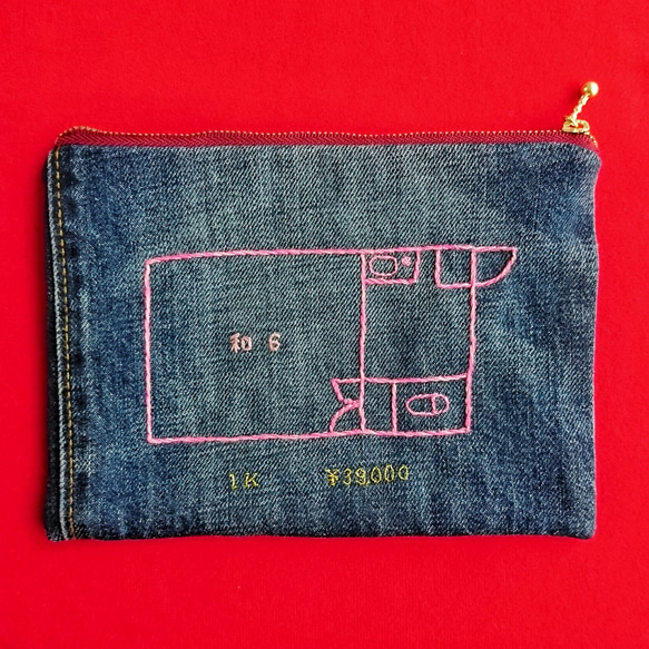 【オーダー】我が家の間取り図ポーチ【デニム/選べる刺繍色】 6枚目の画像