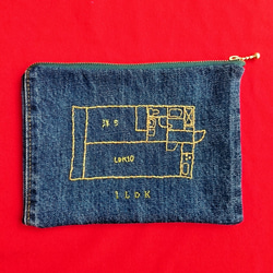 【オーダー】我が家の間取り図ポーチ【デニム/選べる刺繍色】 8枚目の画像