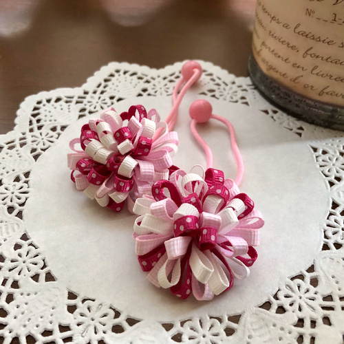 確認　ヘアゴム　ヘアリボン　651　小花　ピンク　桜 確認 ヘアゴム ヘアリボン 651 小花 ピンク 桜 確認 ヘアゴム