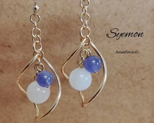 タンザナイト グレームーンストーン ピアス イヤリング 天然石 14kgf タンザナイト グレームーンストーン ピアス イヤリング 天然石 14kgf