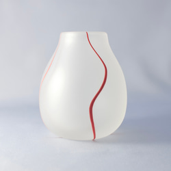 【赤色・ガラス】　霧の花入れ - Misty glass vase 2枚目の画像