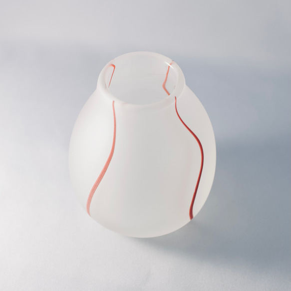 【赤色・ガラス】　霧の花入れ - Misty glass vase 4枚目の画像