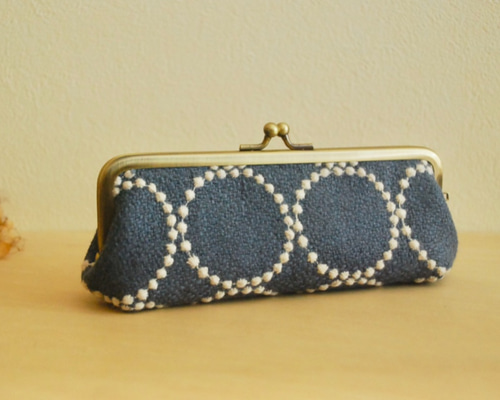 ミナペルホネン【タンバリン 】ネイビー☆がま口 ペンケース ポーチ