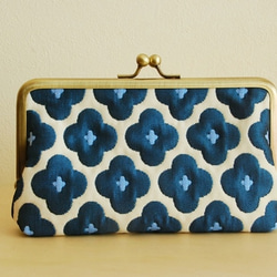 ミナペルホネン【smile flower】navy ☆ がま口 ペンケース ポーチ