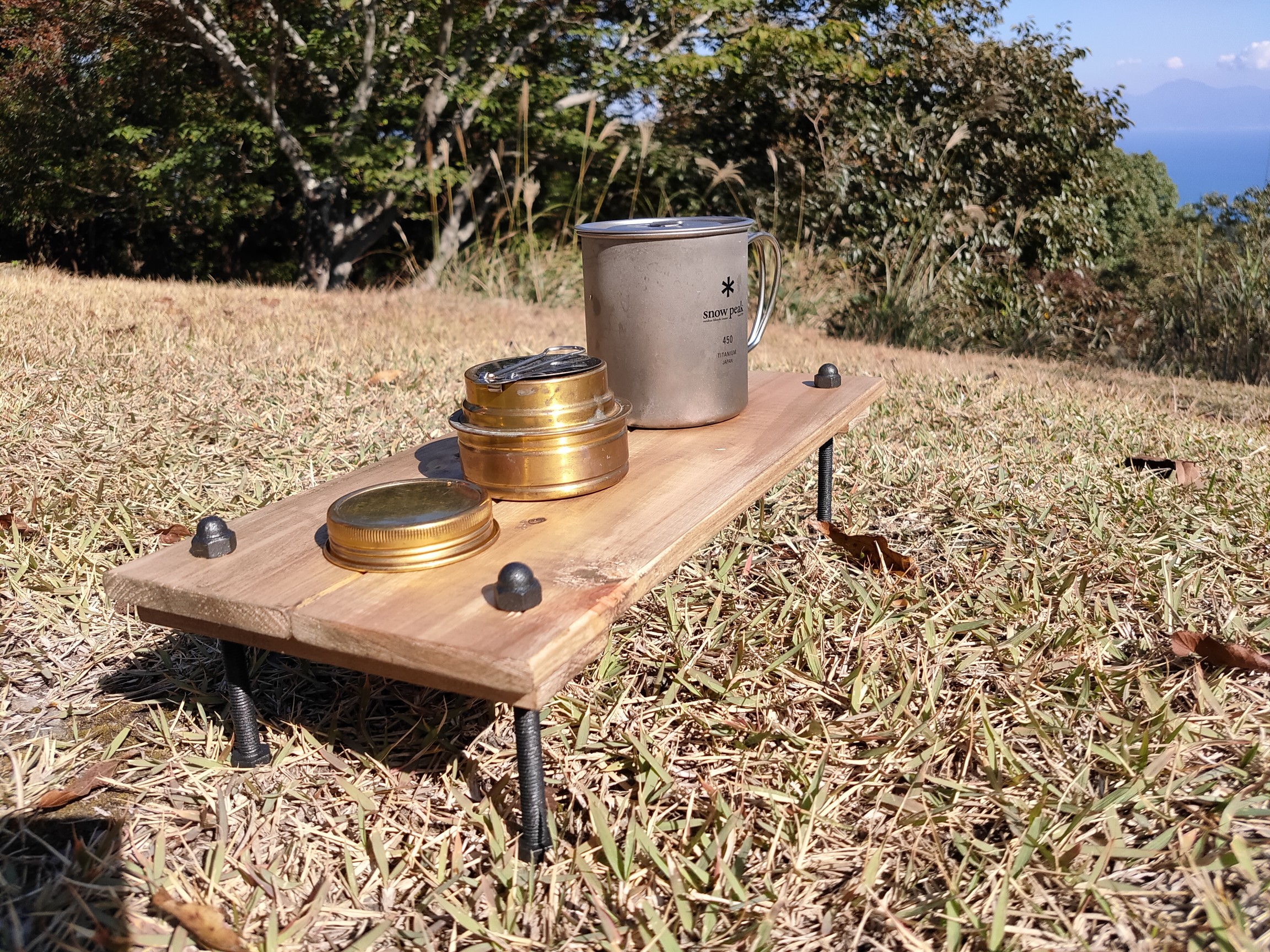 ソロテーブル ツイストハンガー付　ディスプレイ棚 アイアンミニテーブル No.8