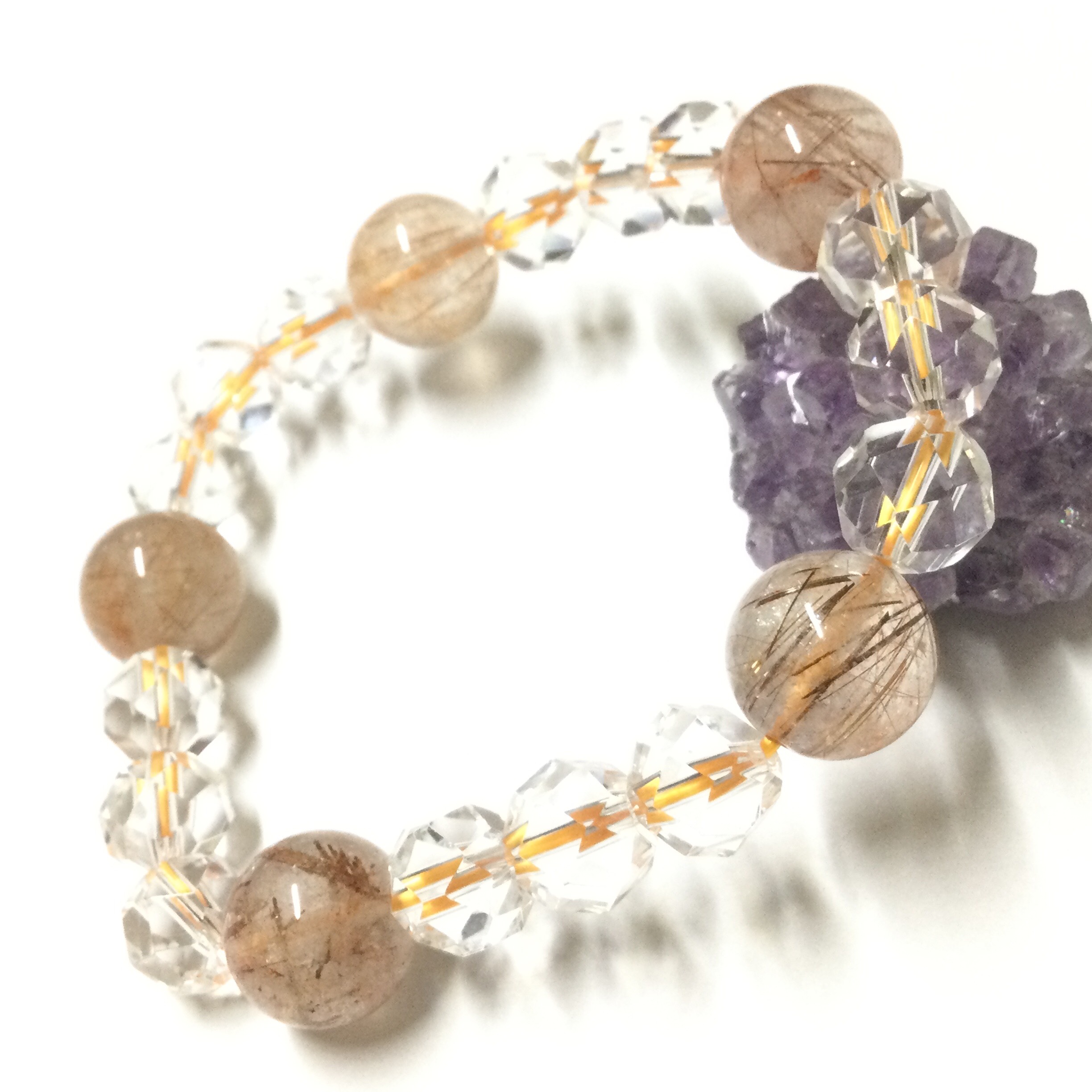 一点物☆ ヒーリングストーン 天然石 オレンジルチルクォーツ ブレスレット