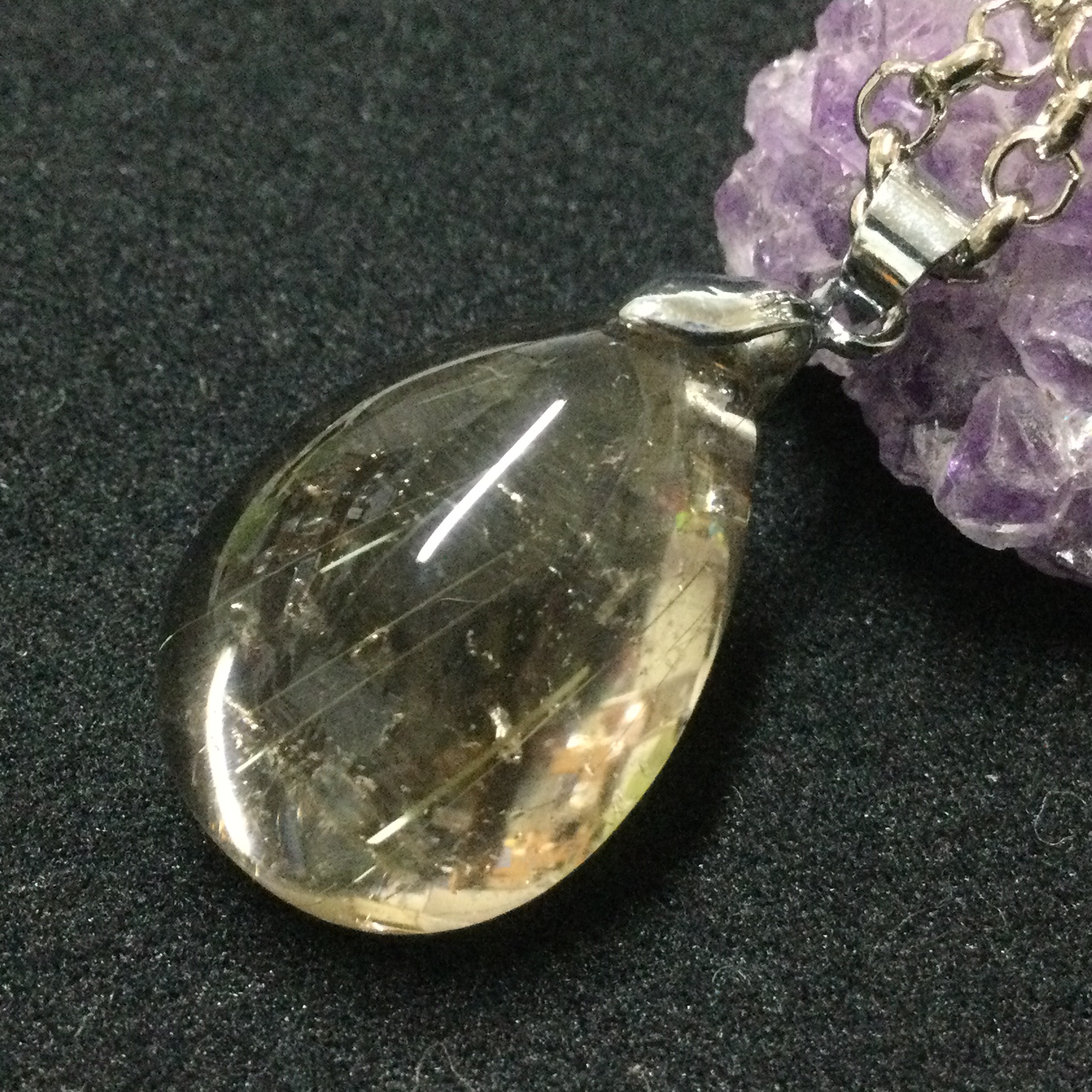 一点物☆送料無料 ヒーリングストーン 天然石 ルチル入り スモーキークォーツ ネックレス 4,964円