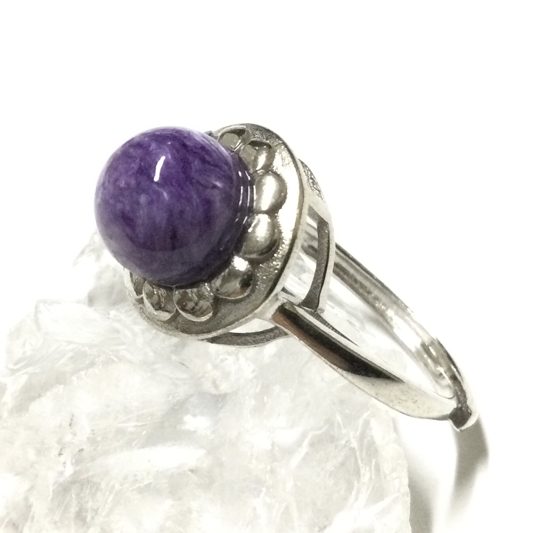 一点物☆三大ヒーリングストーン 天然石 チャロアイト シルバーリング (１５号)