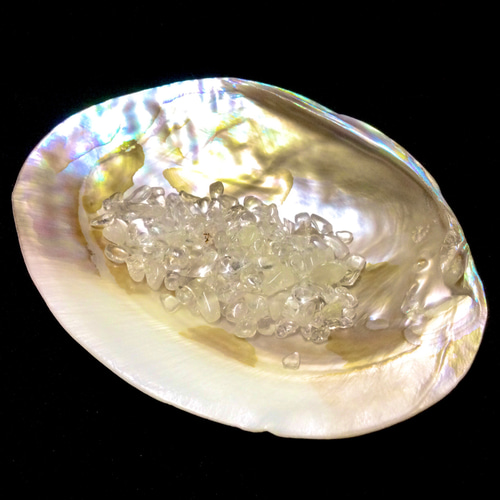 数量限定☆ヒーリング浄化 さざれ石付き！パールシェル(真珠付き池蝶貝